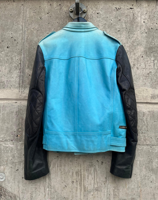 SS/06 Raf by Raf Simons Two Tonal Biker Leather Jacket (M)