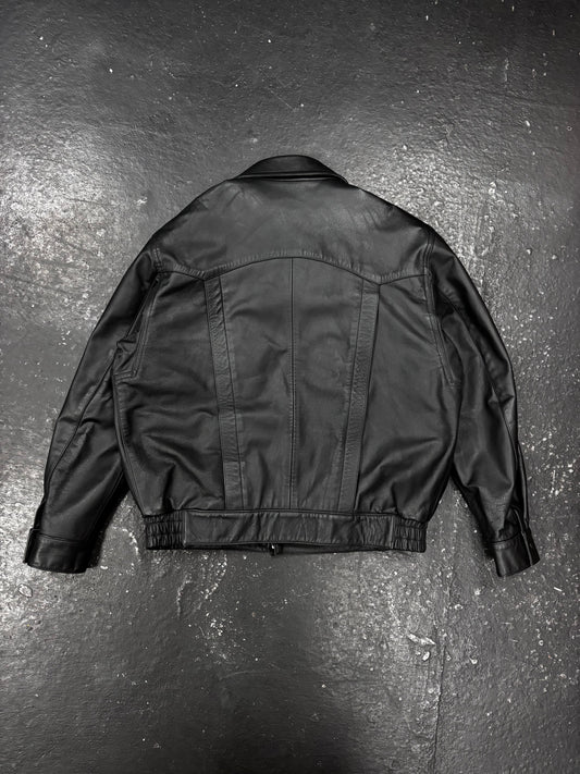 Vintage Polizei Cropped Fit Leather Jacket (L)