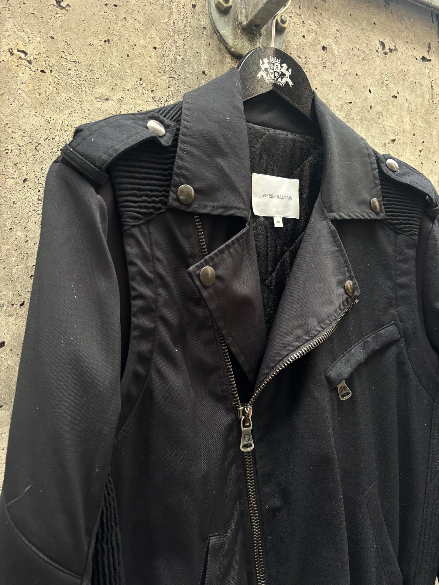 Balmain Perfecto Jetblack Nylon Jacket (48)