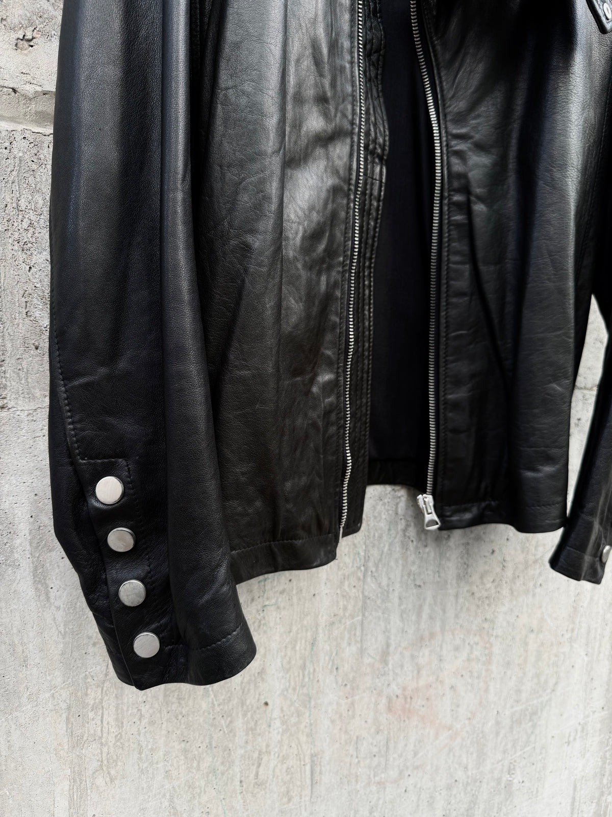 Piercurge Asymmetric High-Neck Leather Jacket (54)