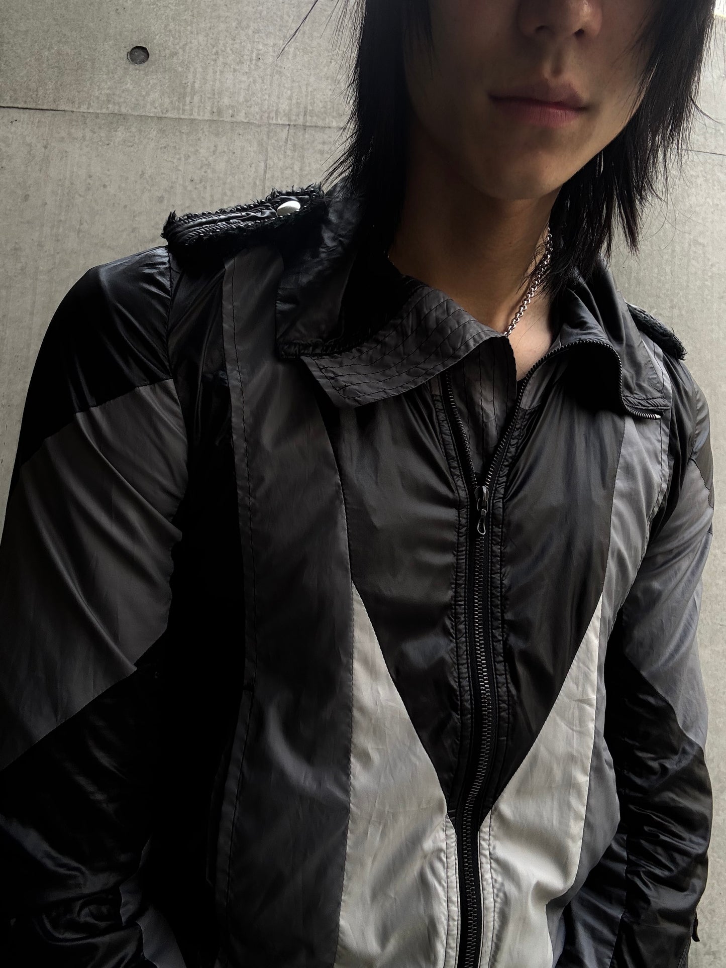 Diet Butcher Slim Skin Nylon Monochrome Military Jacket (M)