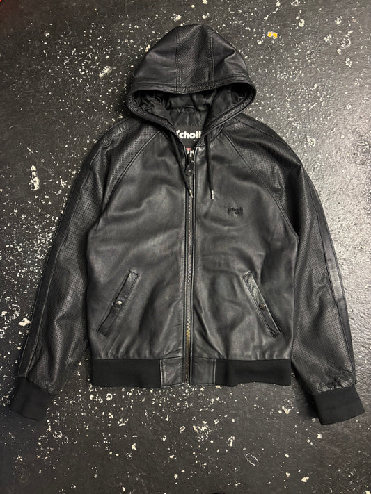 Schott Hooded Leather Jacket (XL)