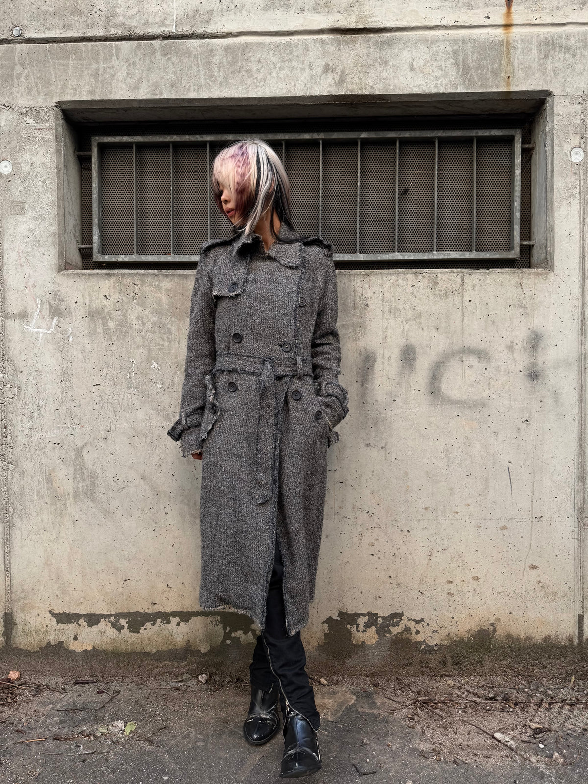 AW/2003 Junya Watanabe Frayed Doublebreasted Coat (S)