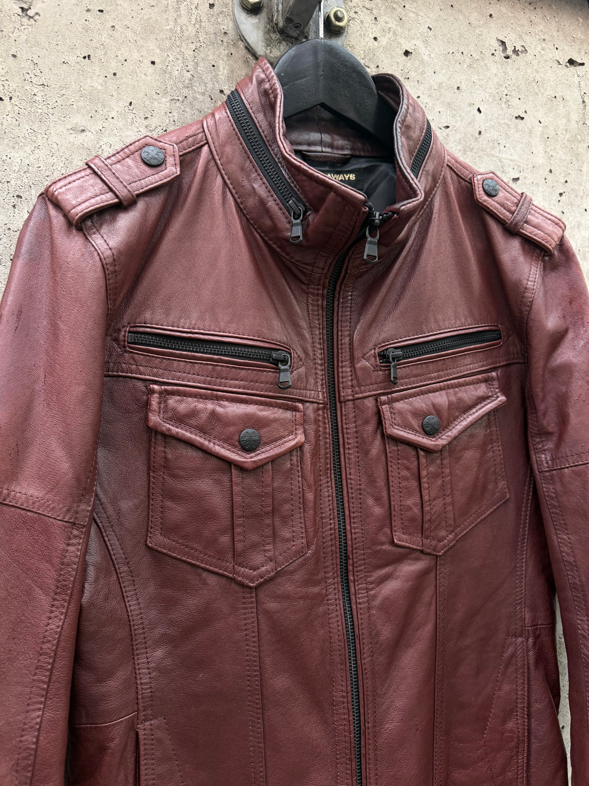 Hideaways Nicole Leather Safari Biker Jacket (46)