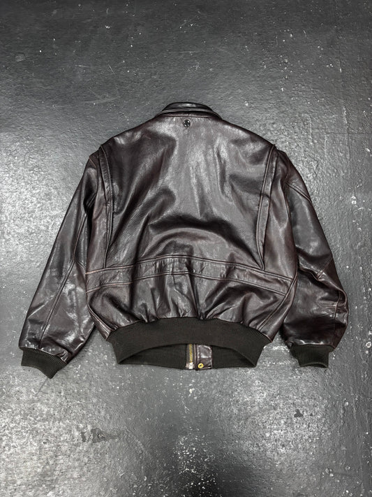 Aviator Bomber Leather Jacket (M)