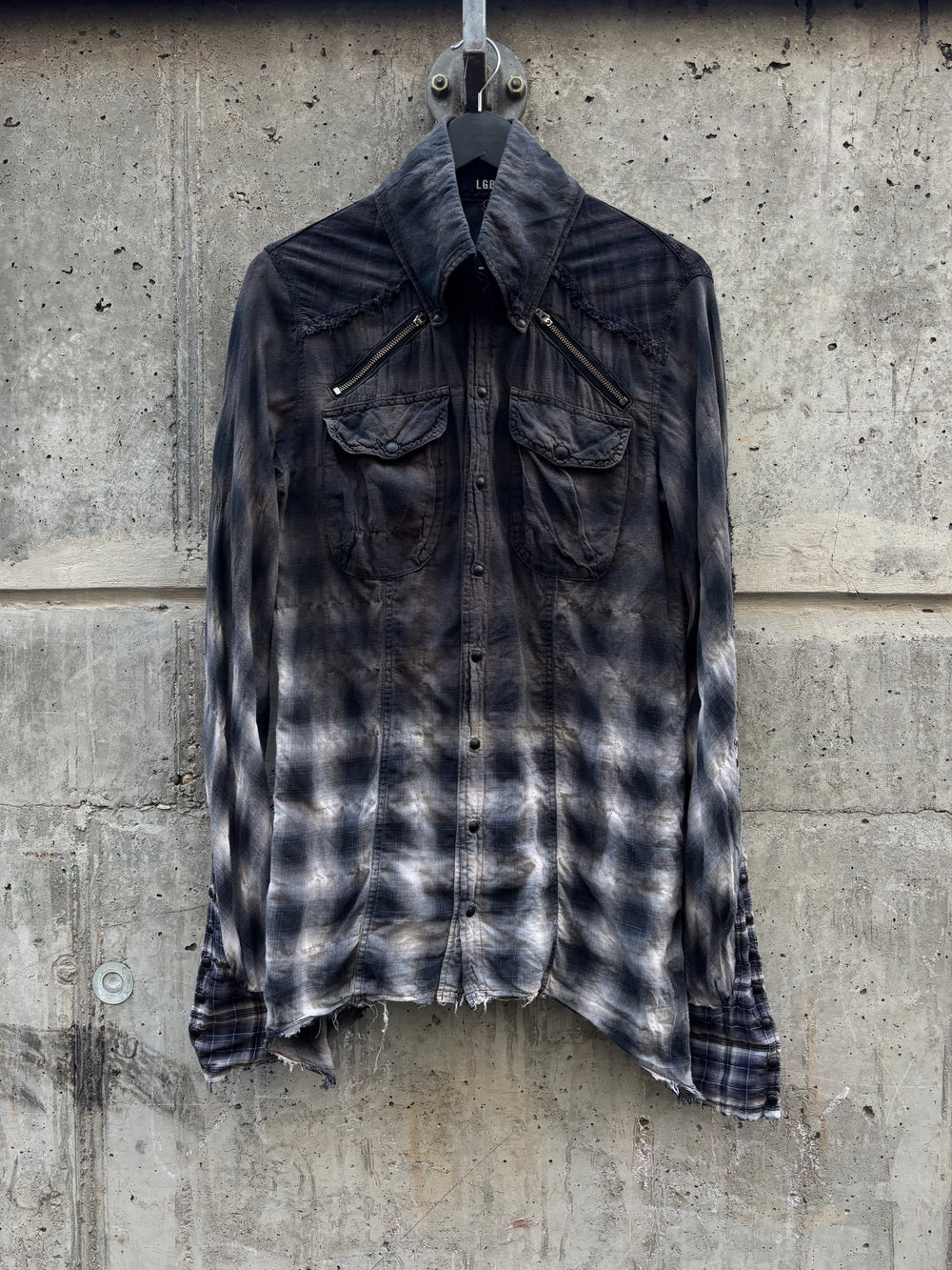 L.G.B. gradient asymmetrical Zippers Flanell Shirt (3)