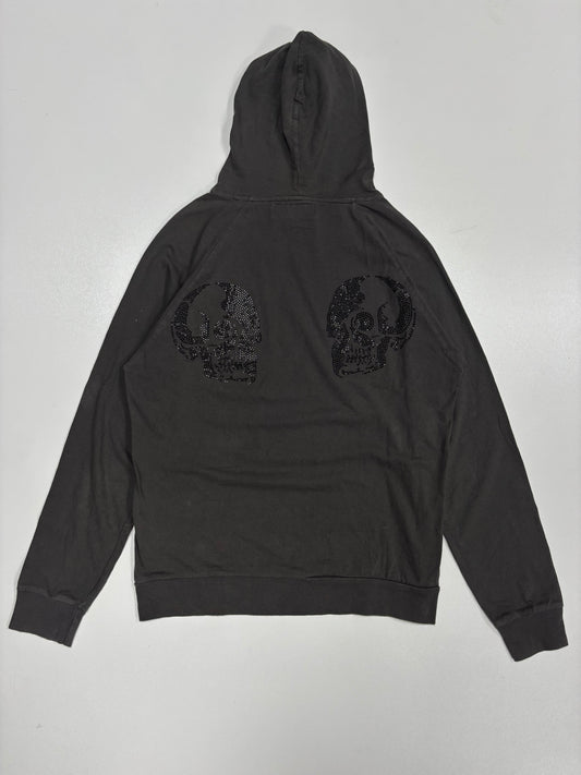 Bad Spirit Double skull Rhinestone Hoodie (XL)