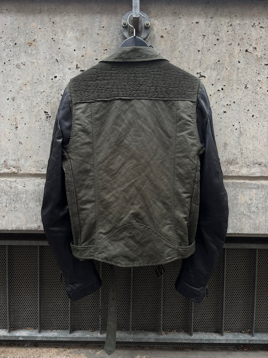 Balmain Perfecto Leather Sleeve Jacket (50)