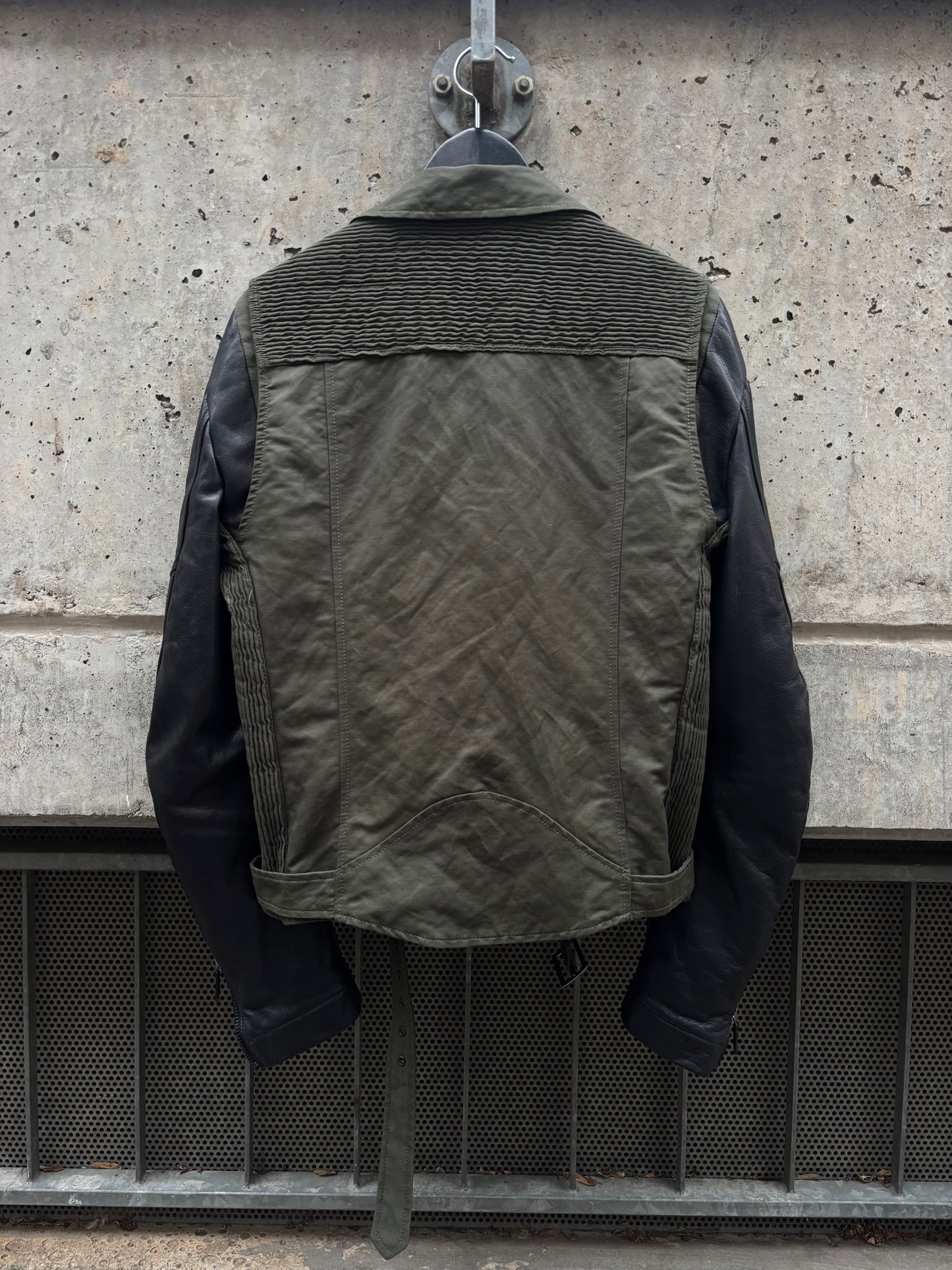 Balmain Perfecto Leather Sleeve Jacket (50)