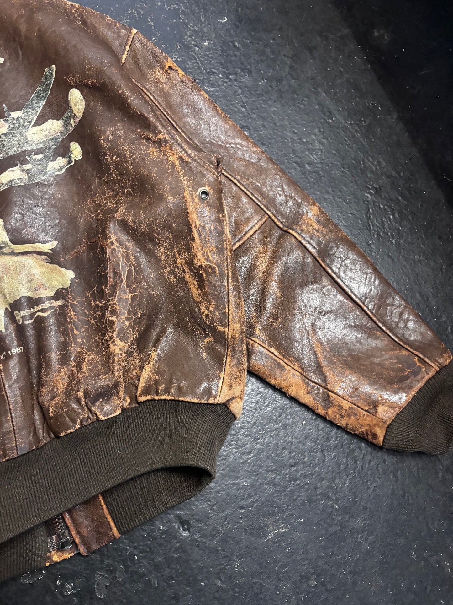 Avirex Destroyed Type G-1 Aviator Leather Jacket (M)