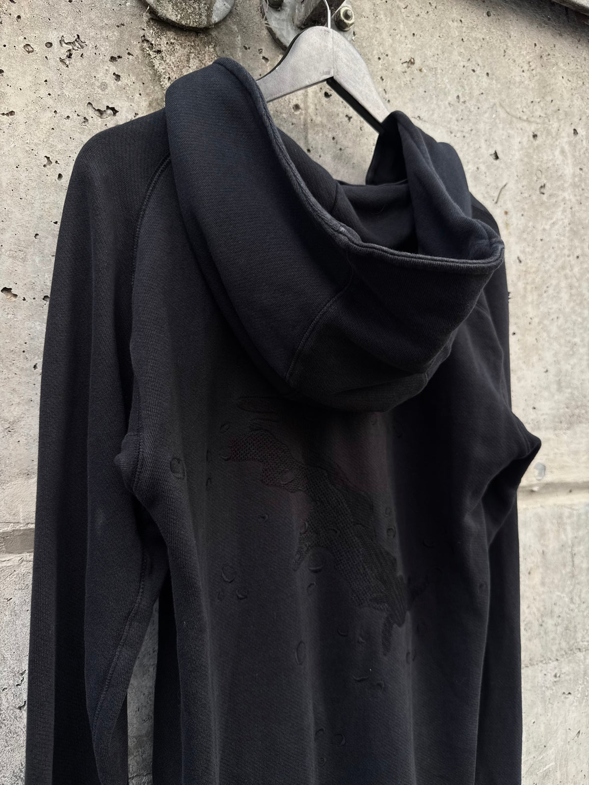 11 By Boris Bidjan Saberi Zip Collar Textured Print Hoodie (L)