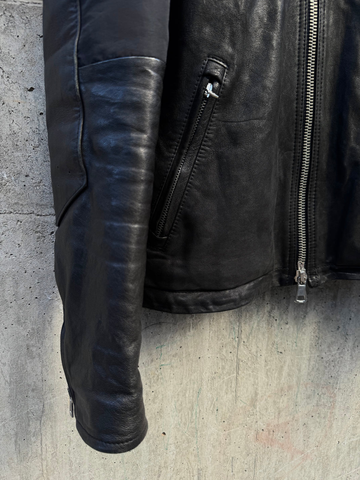 Asymmetrical Hybrid Fabric Rider Jacket (L)