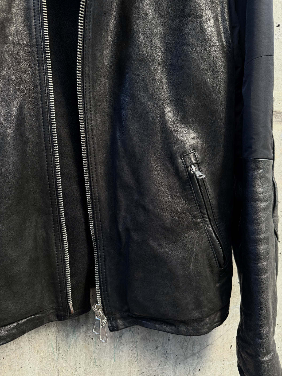 Asymmetrical Hybrid Fabric Rider Jacket (L)