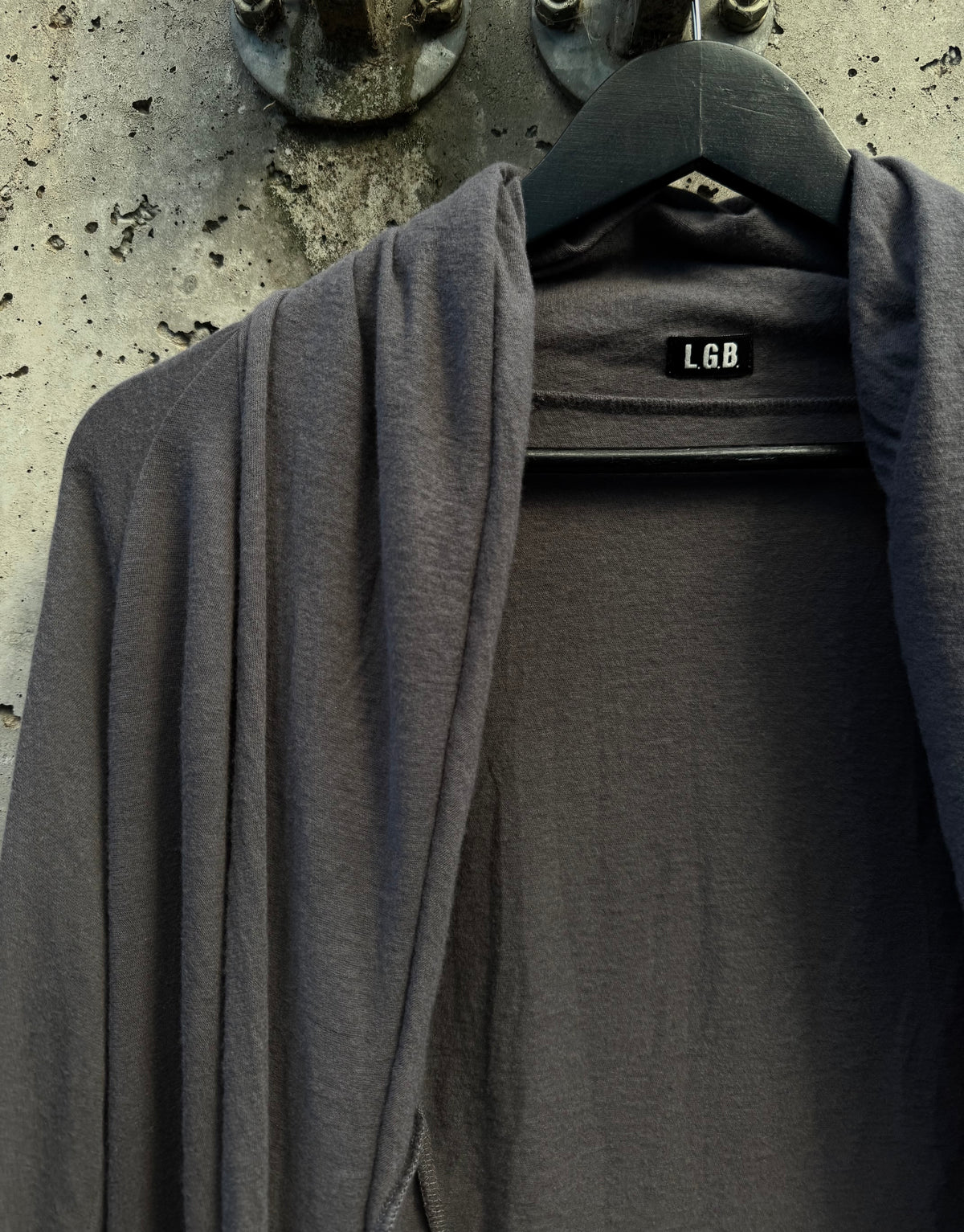 L.G.B. (Le Grand Bleu) Open-Front Draped Jersey Cardigan (M)