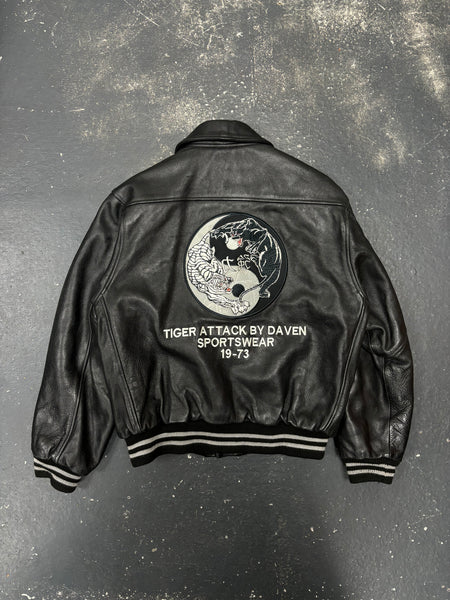 Daven Ying & Yang Varsity Leather Jacket (XXL)