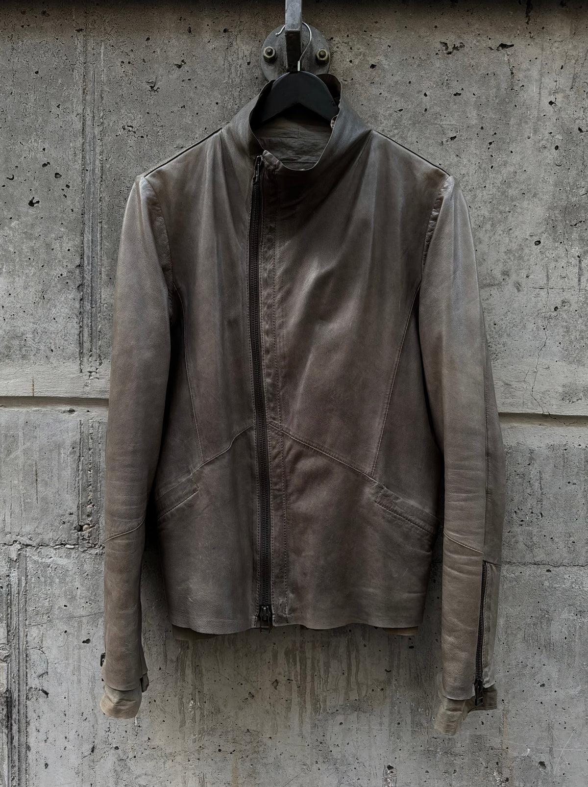 Preach Asymmetrical High Neck Leather Jacket (M)