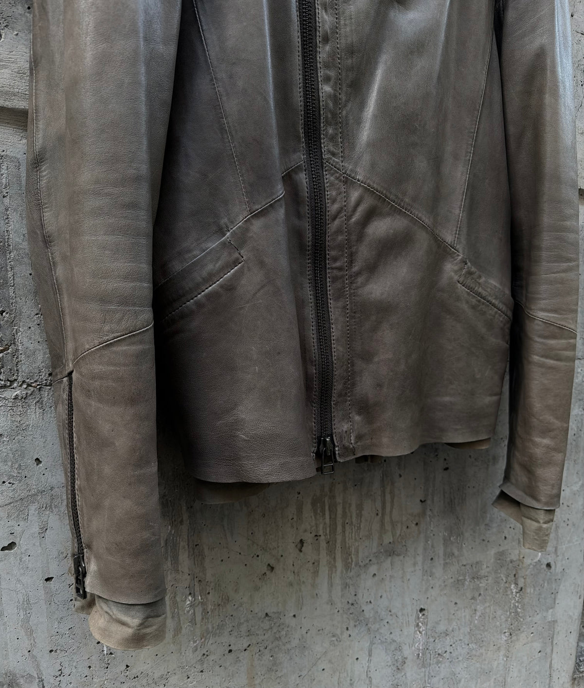 Preach Asymmetrical High Neck Leather Jacket (M)