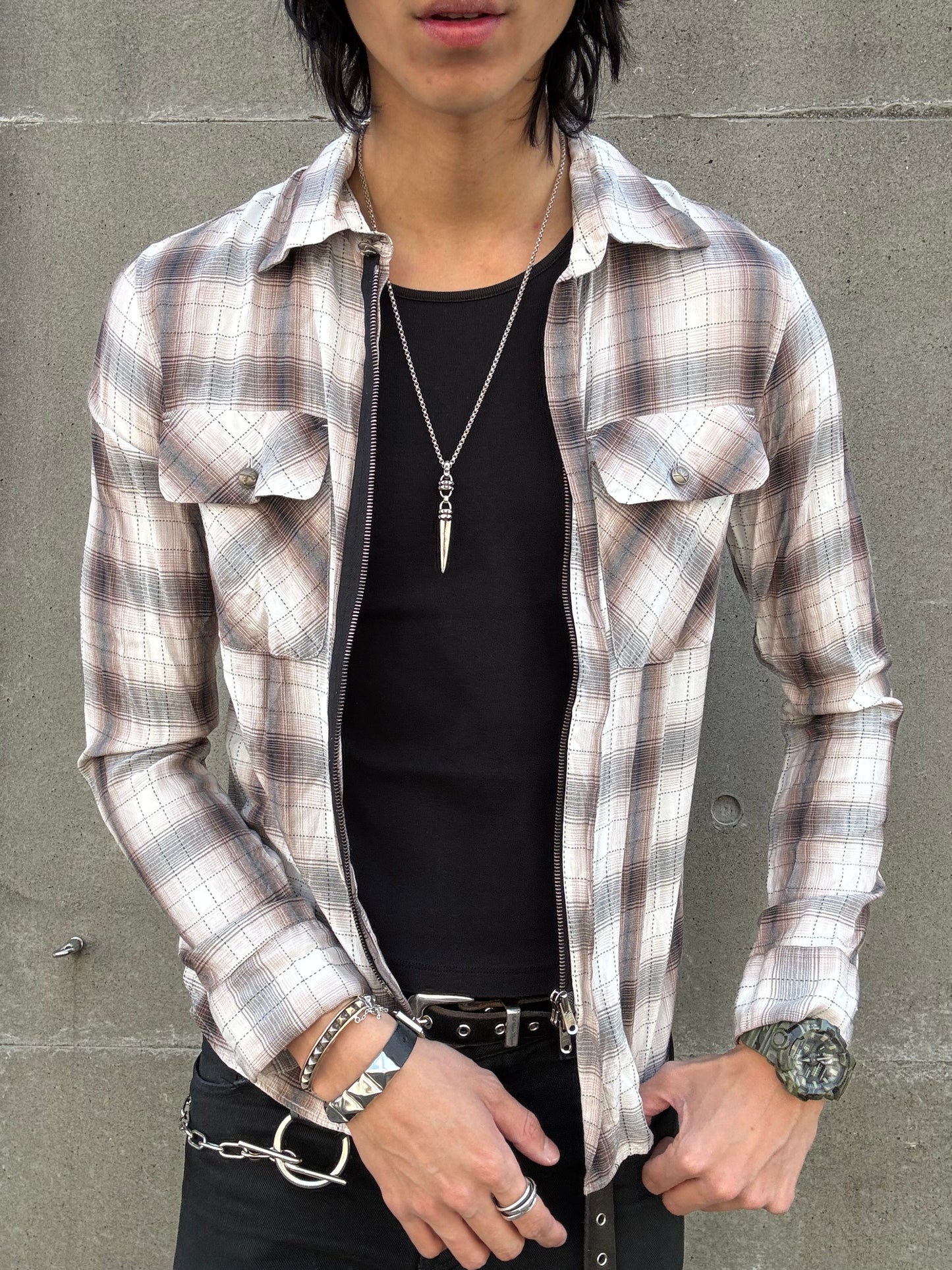 Roar Checkered Zip Shirt (M)