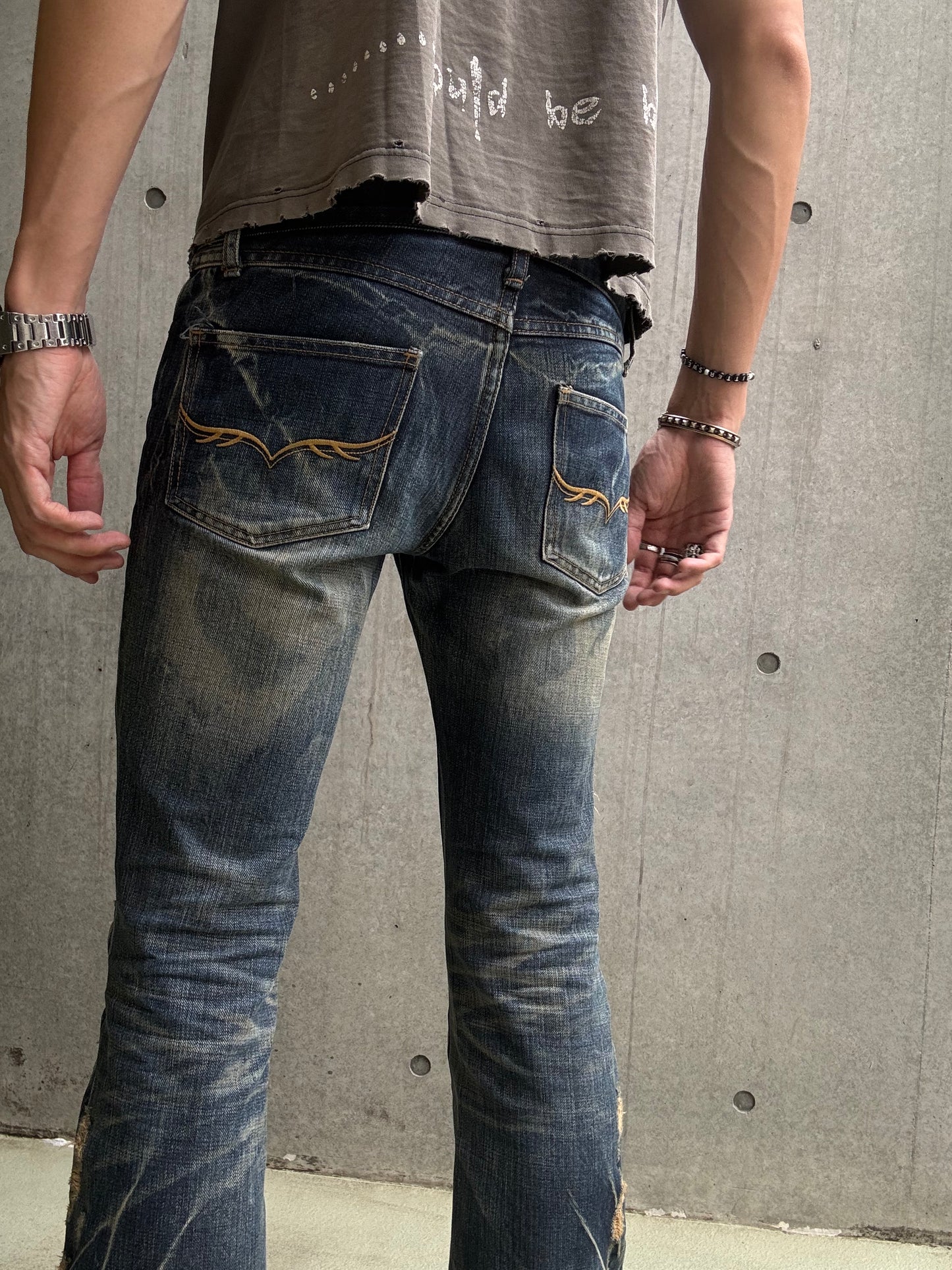 Fuga Distressed Crash Flare Denim (29)