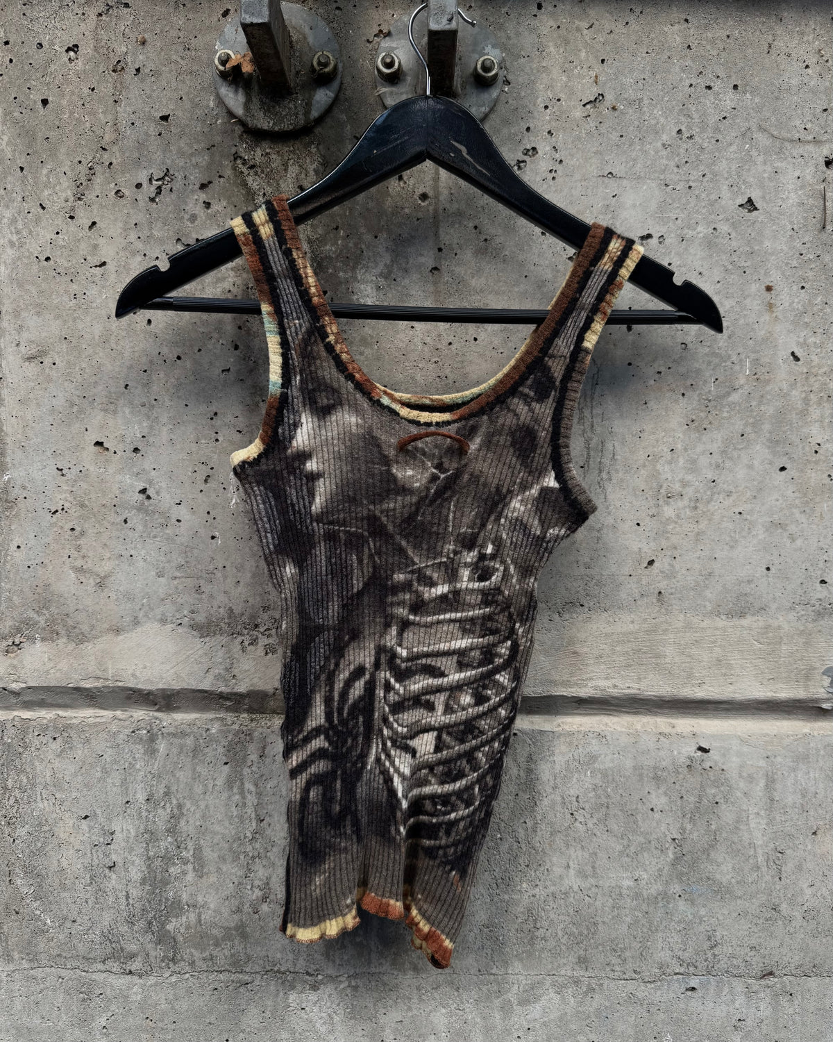 AW/98 Jean Paul Gaultier Maille Statue & Skeleton Knit Tank Top (S)