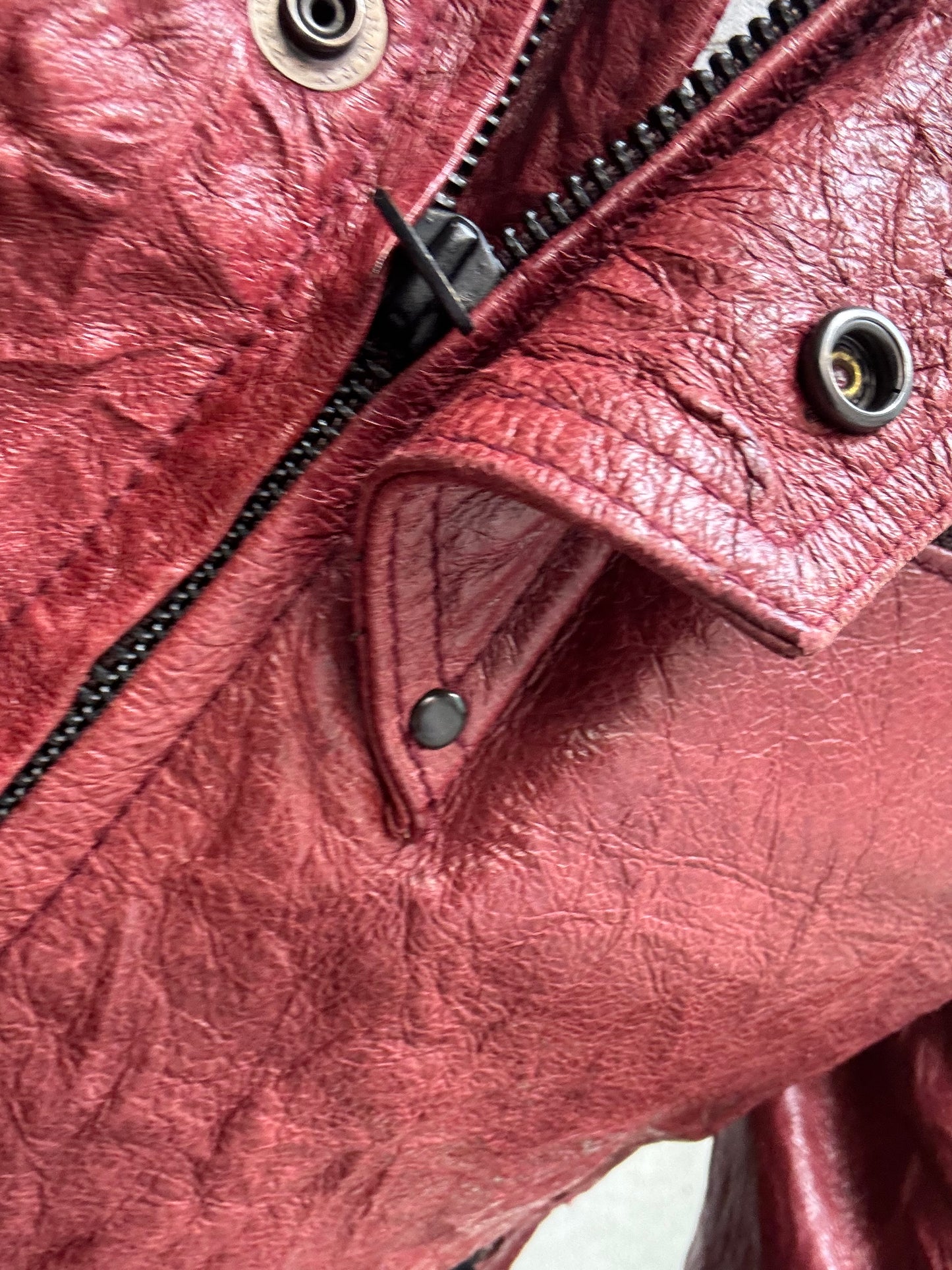 Tete Homme Red Sheep Skin Rider Leather Jacket (M)