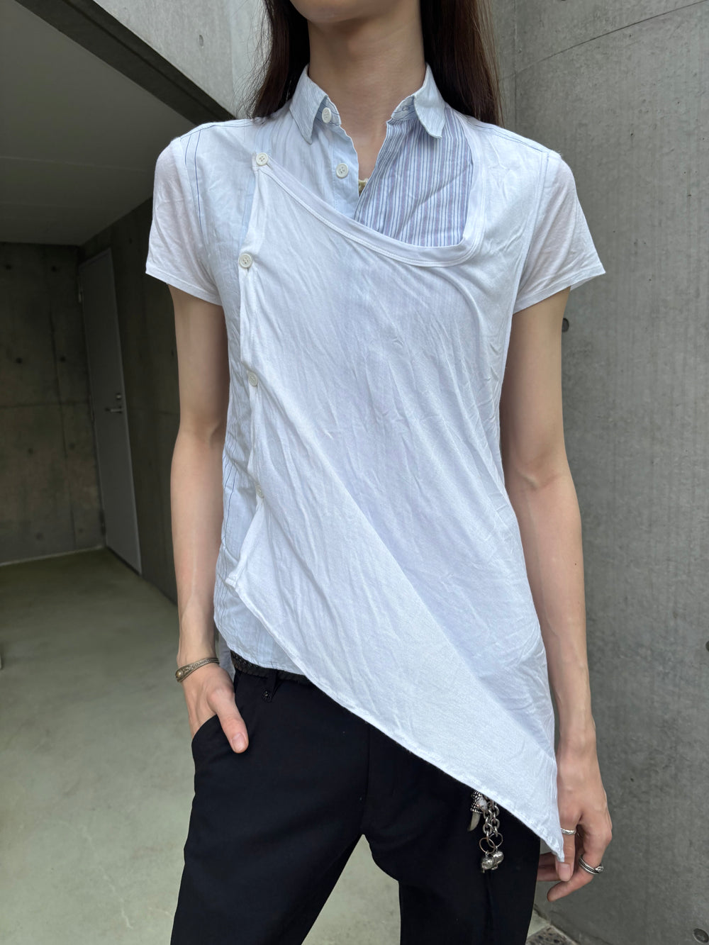 Y‘s by Yohji Yamamoto Multilayered Shortsleeve Button Up (S)
