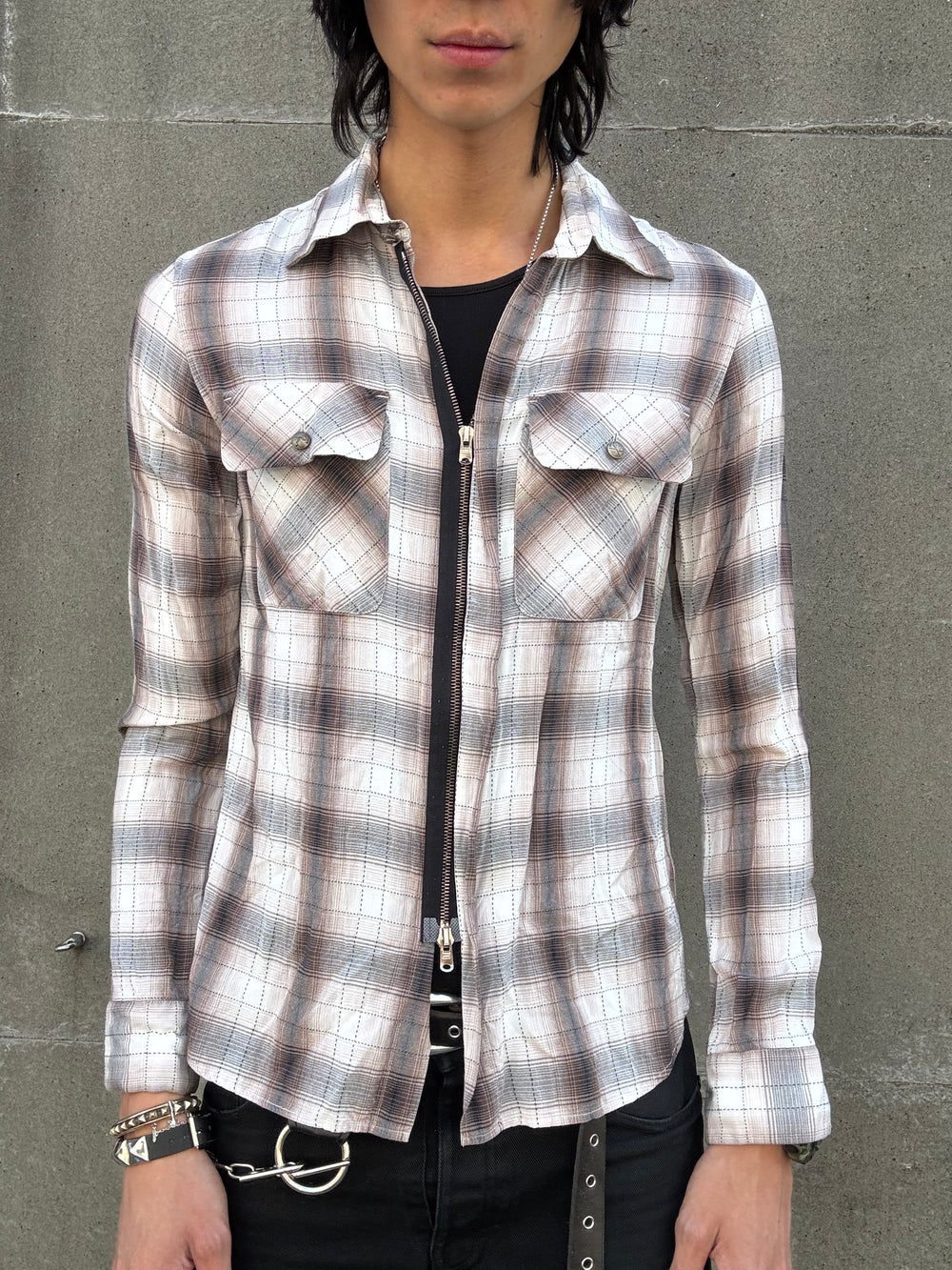 Roar Checkered Zip Shirt (M)