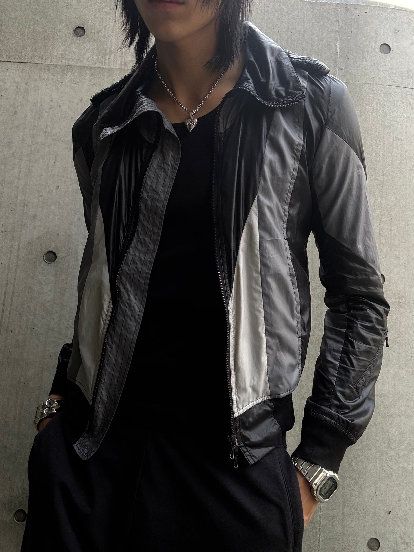 Diet Butcher Slim Skin Nylon Monochrome Military Jacket (M)