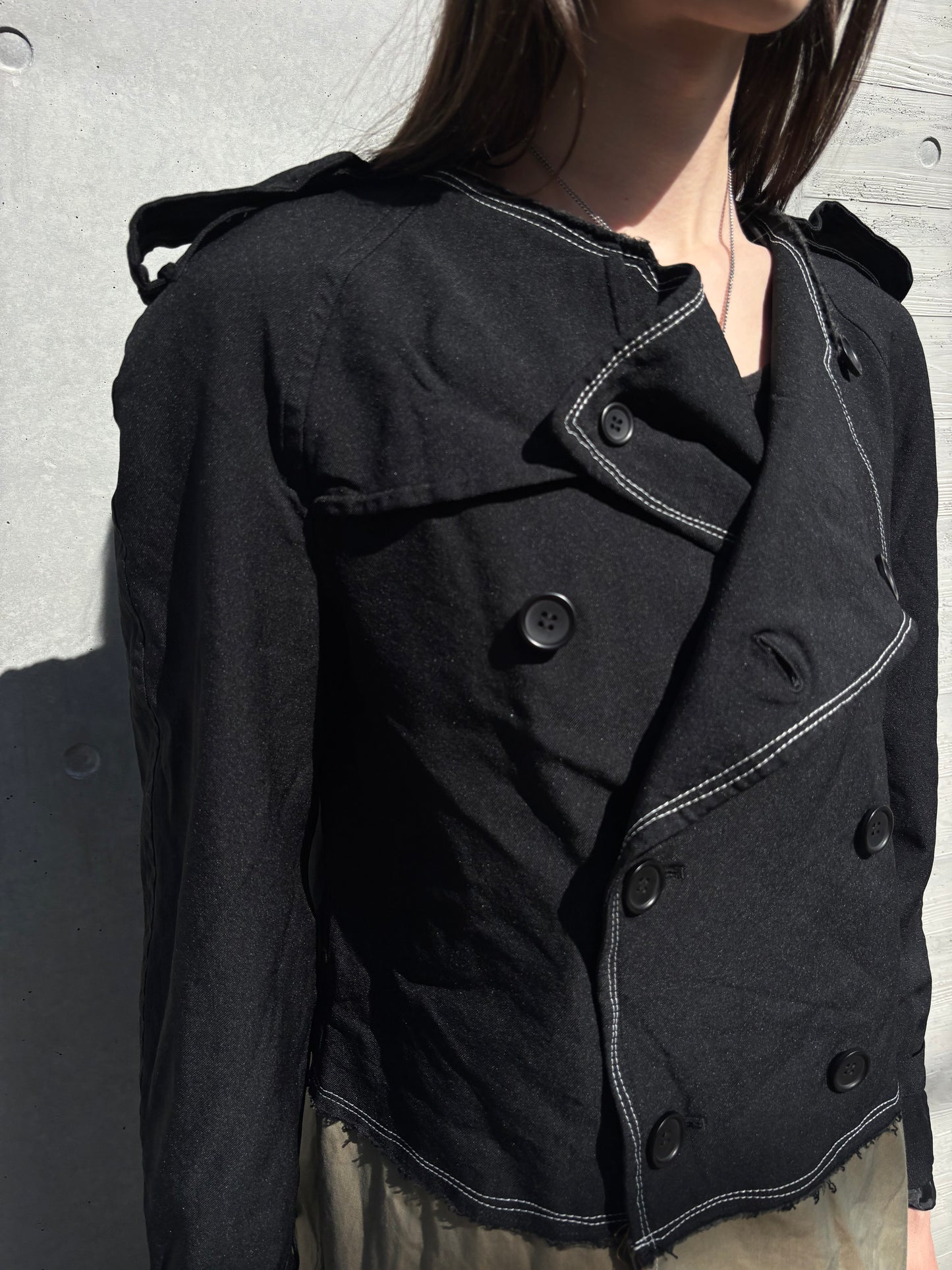 SS/11 Comme des Garcons Black Asymmetrical Military Jacket (S)