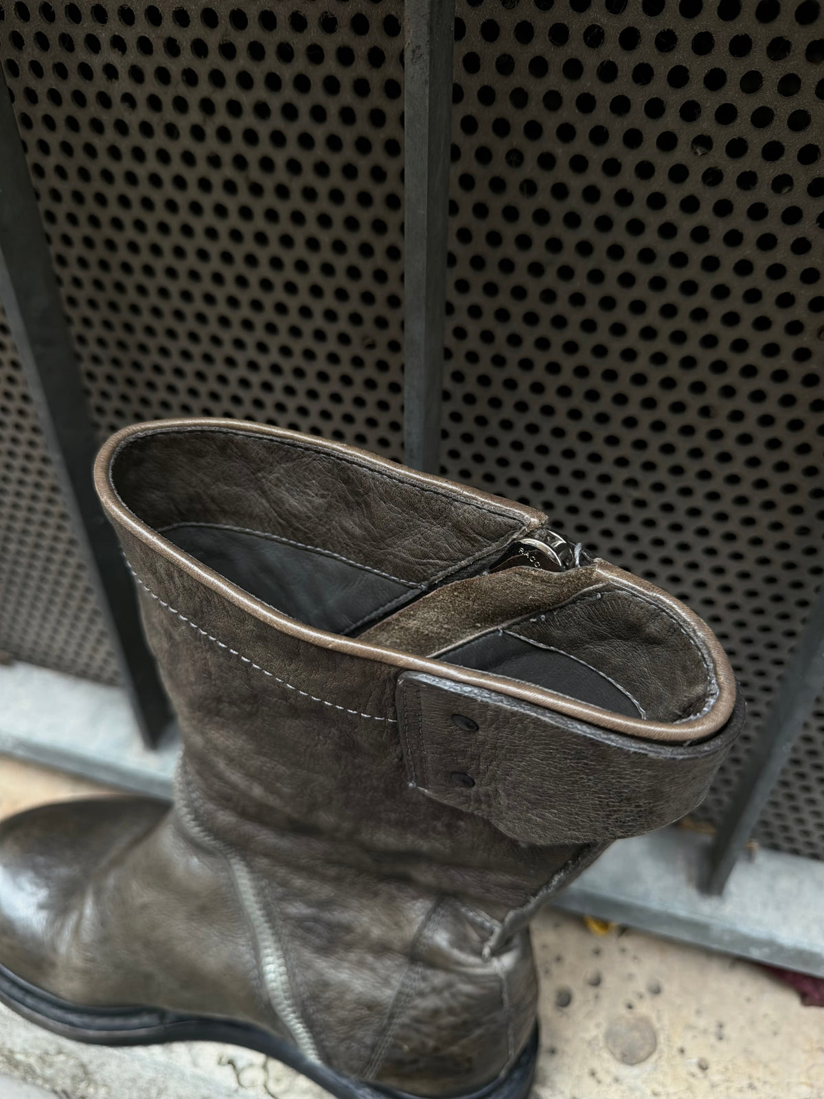 AW10 Rick Owens Spiral Zip Creeper Leather Boots (38)