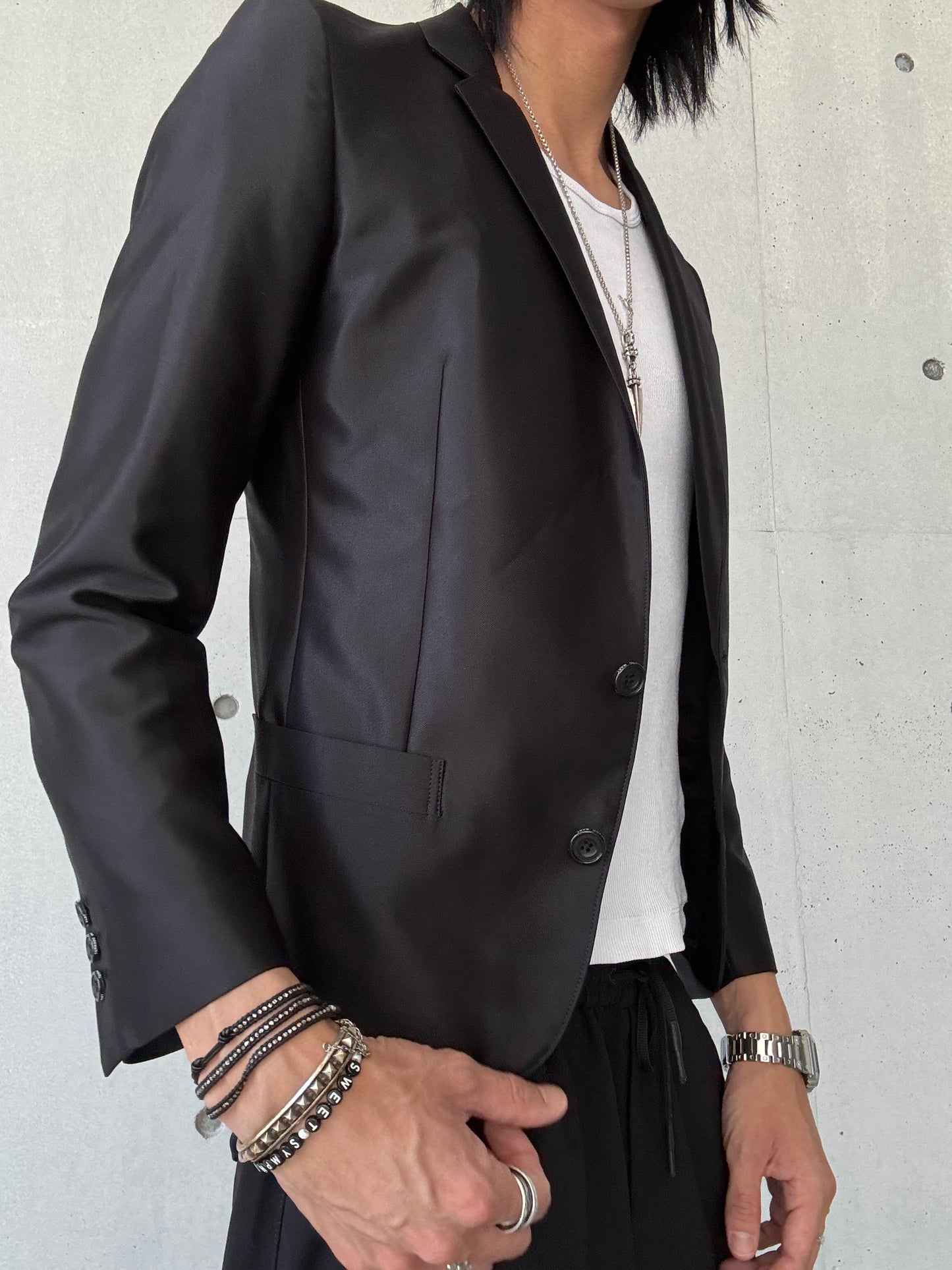 Tornado Mart Shiny Black Rhinestone Blazer (L)