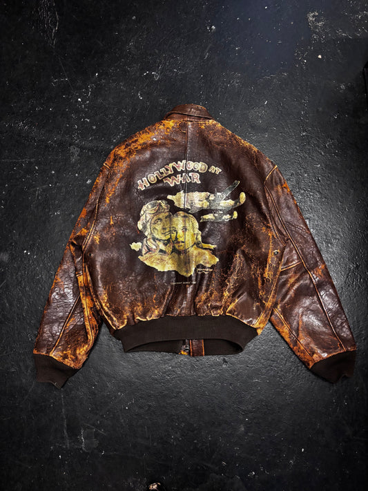 Avirex Destroyed Type G-1 Aviator Leather Jacket (M)