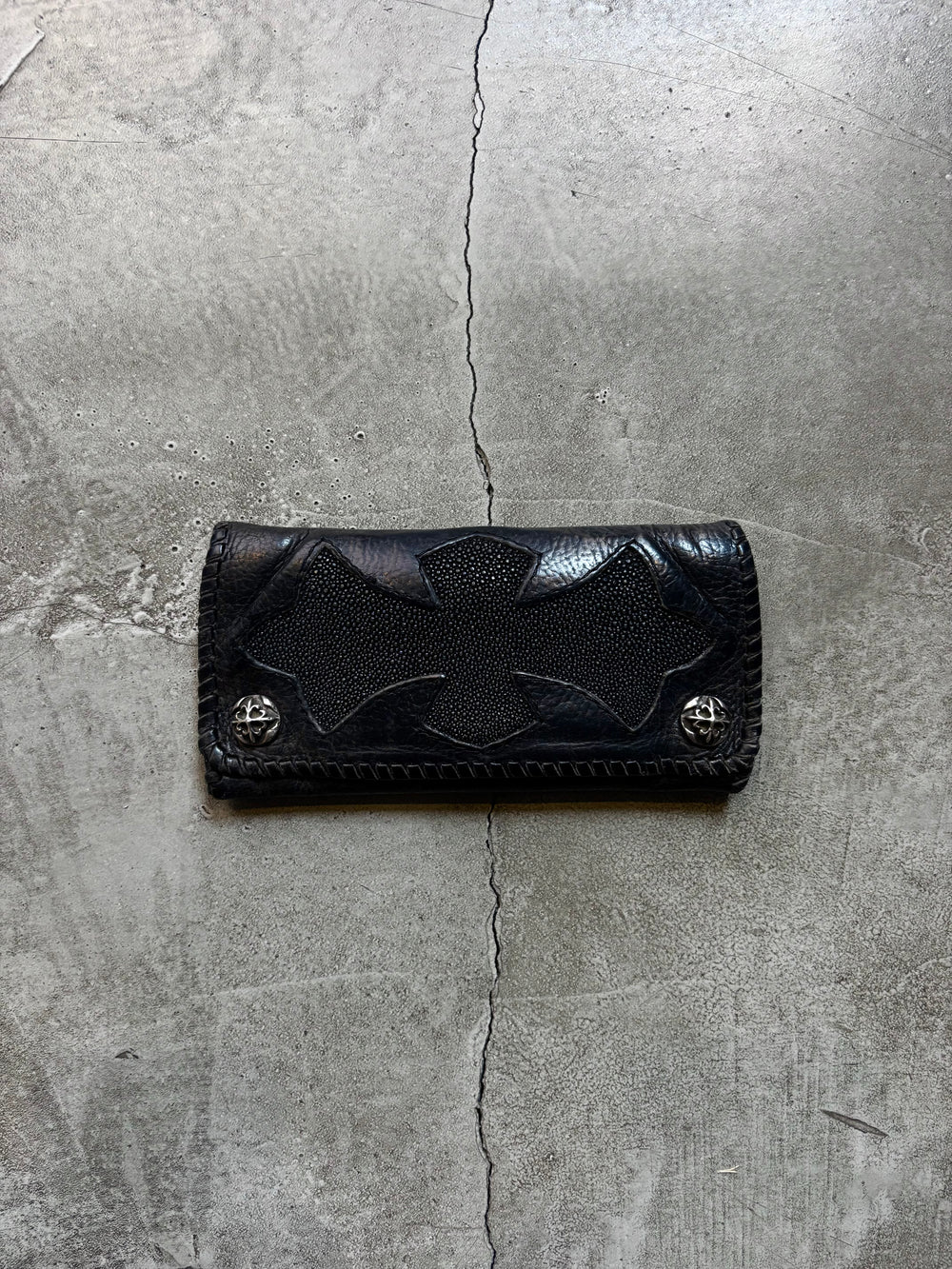 A&G Rock Molded Stingray Cross 925 Silver Wallet (OS)