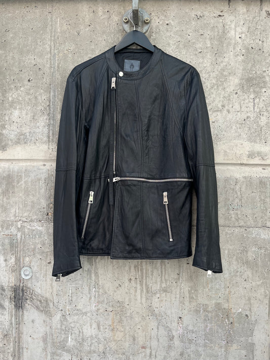 La Haine Inside Us Horizontal Zip Leather Jacket (L)