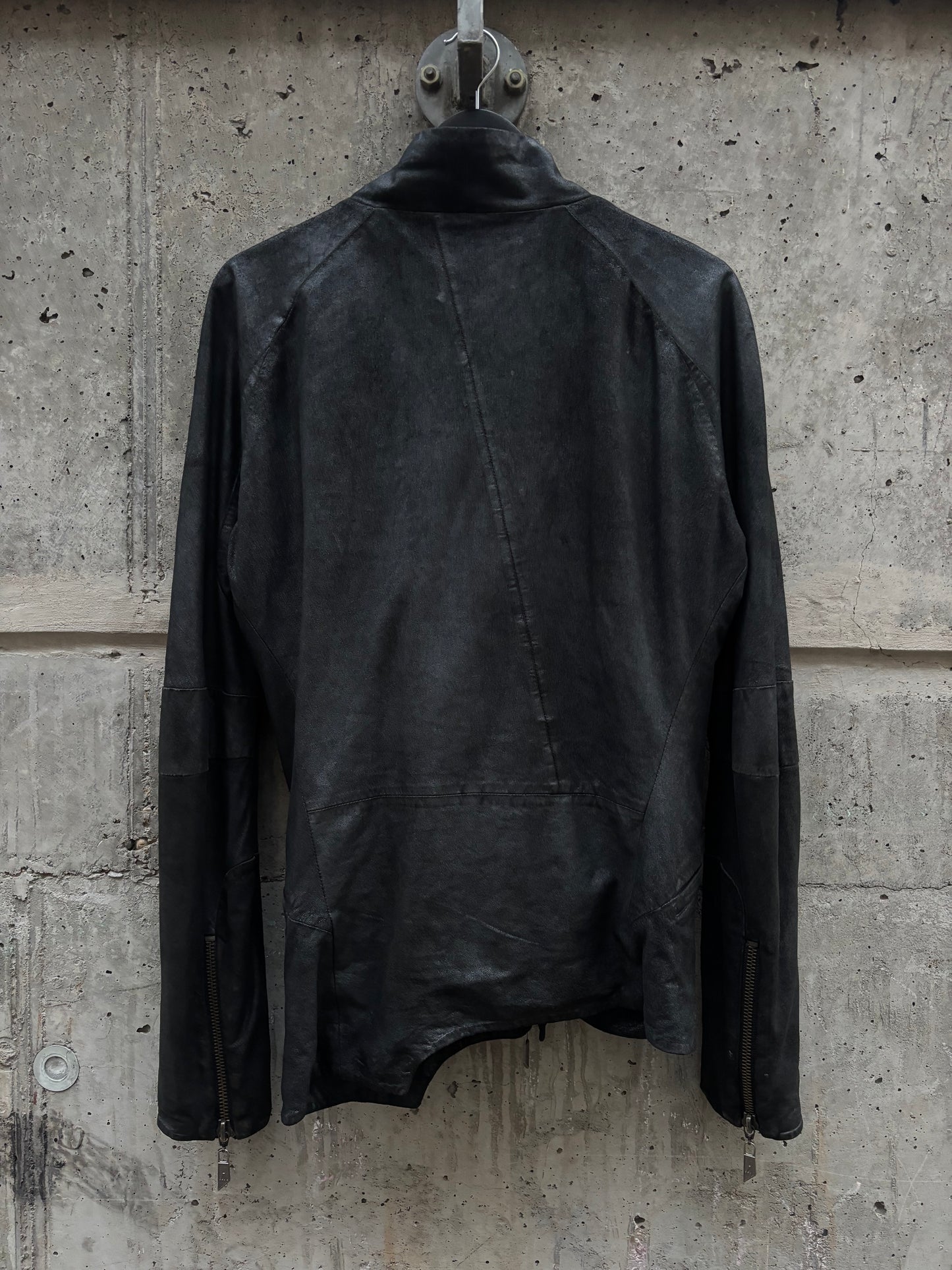Preach Artisanal Onyx Coated Double Zip Leather Jacket (S)