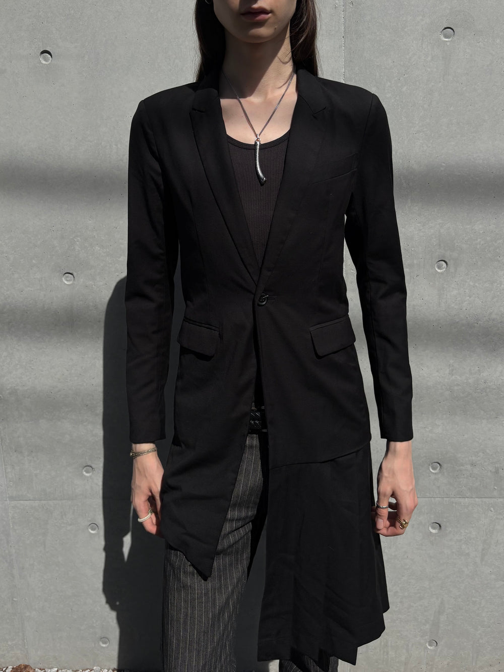 Civarize Asymmetrical Pleated Blazer Coat (S)