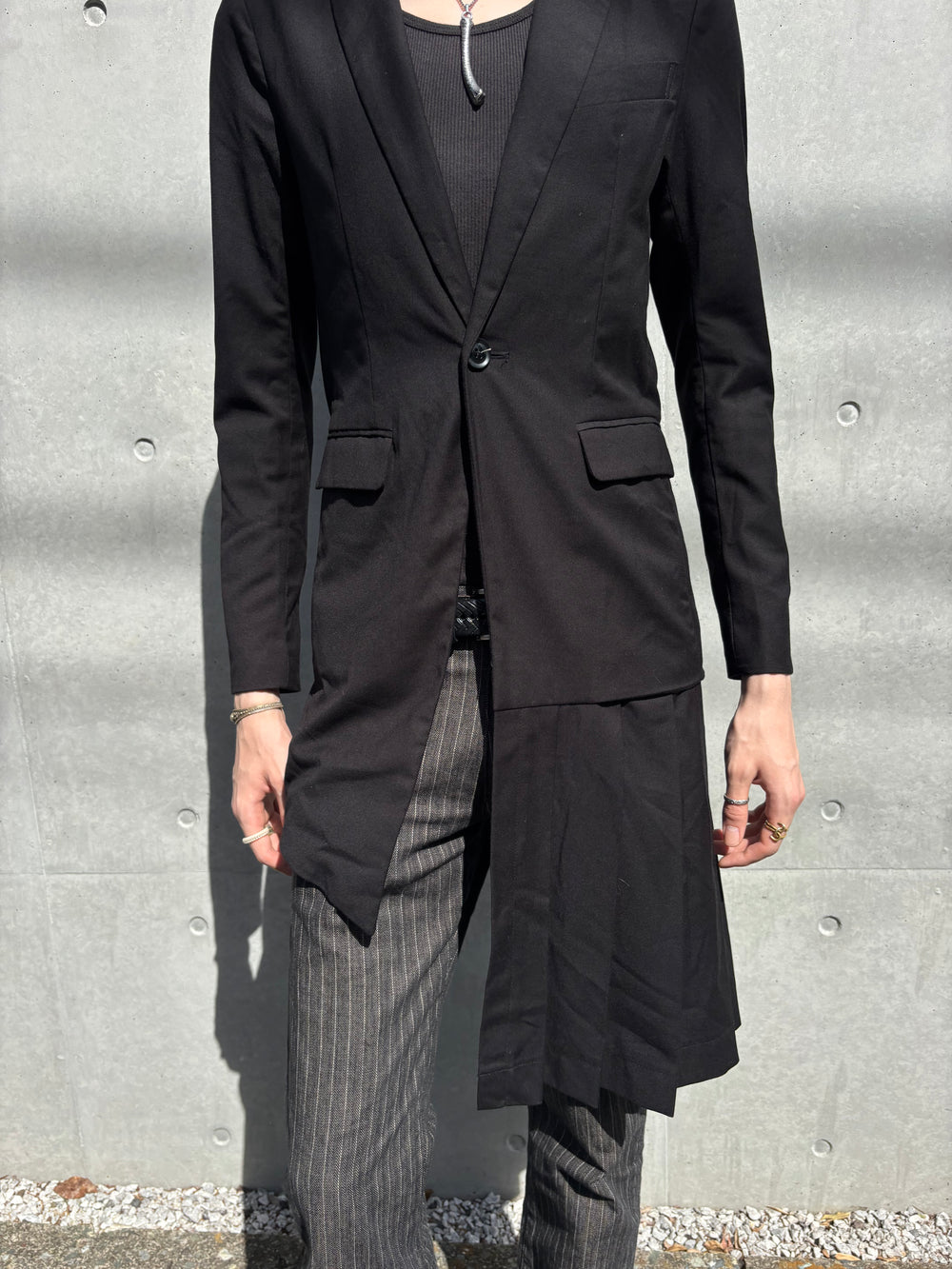 Civarize Asymmetrical Pleated Blazer Coat (S)