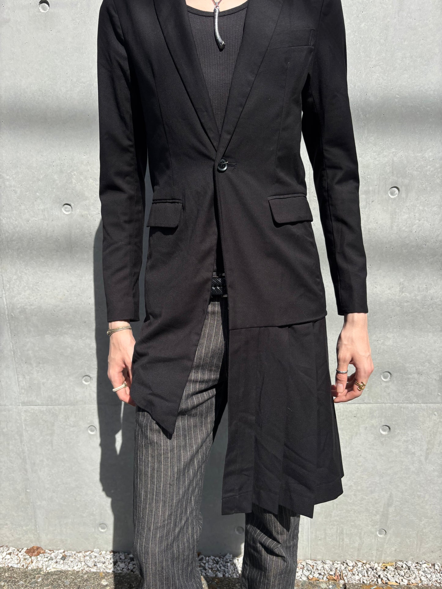Civarize Asymmetrical Pleated Blazer Coat (S)