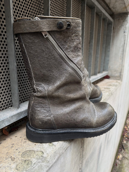 AW10 Rick Owens Spiral Zip Creeper Leather Boots (38)