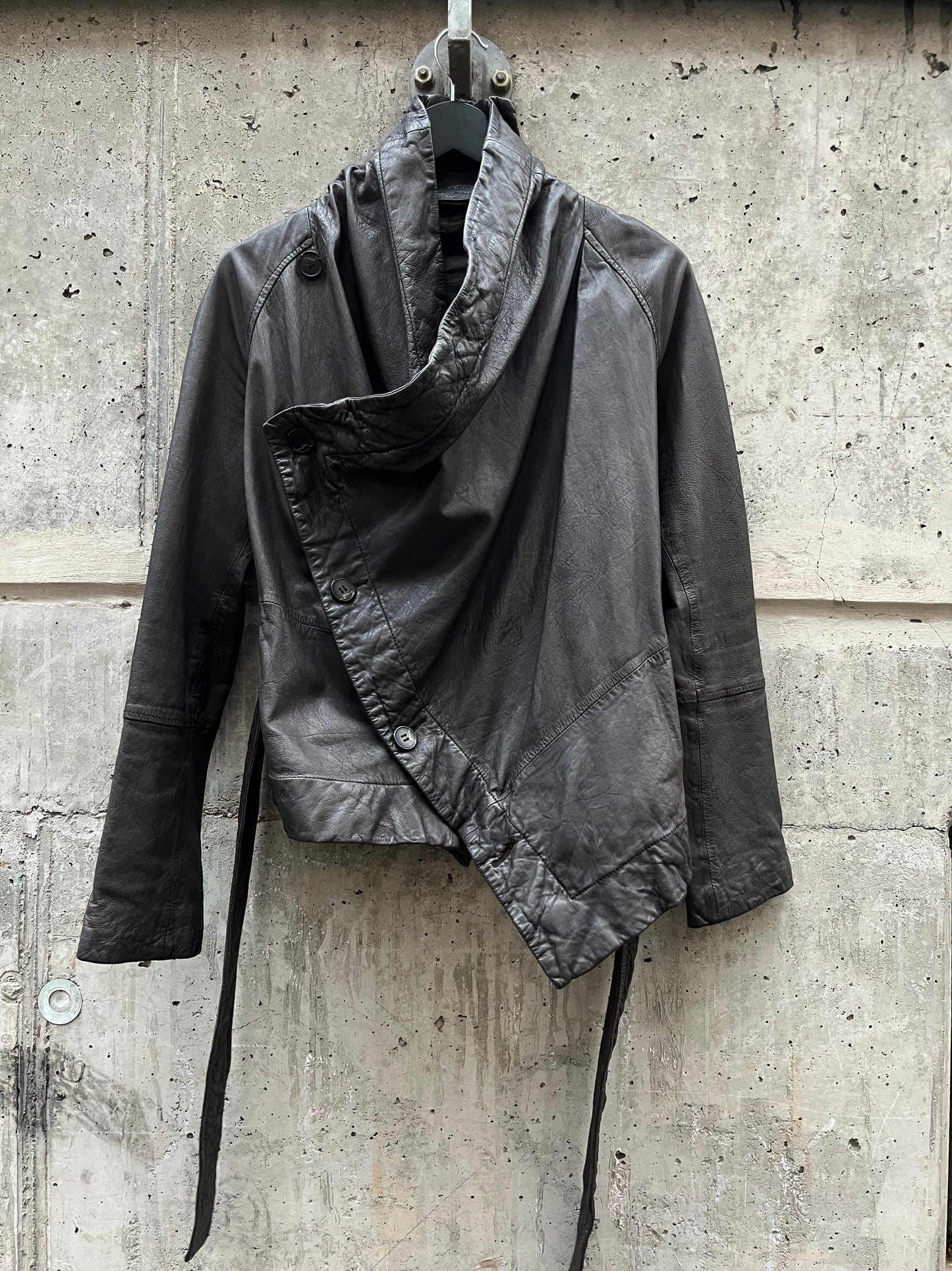 All Saints Asymmetrical Leather Jacket (S)