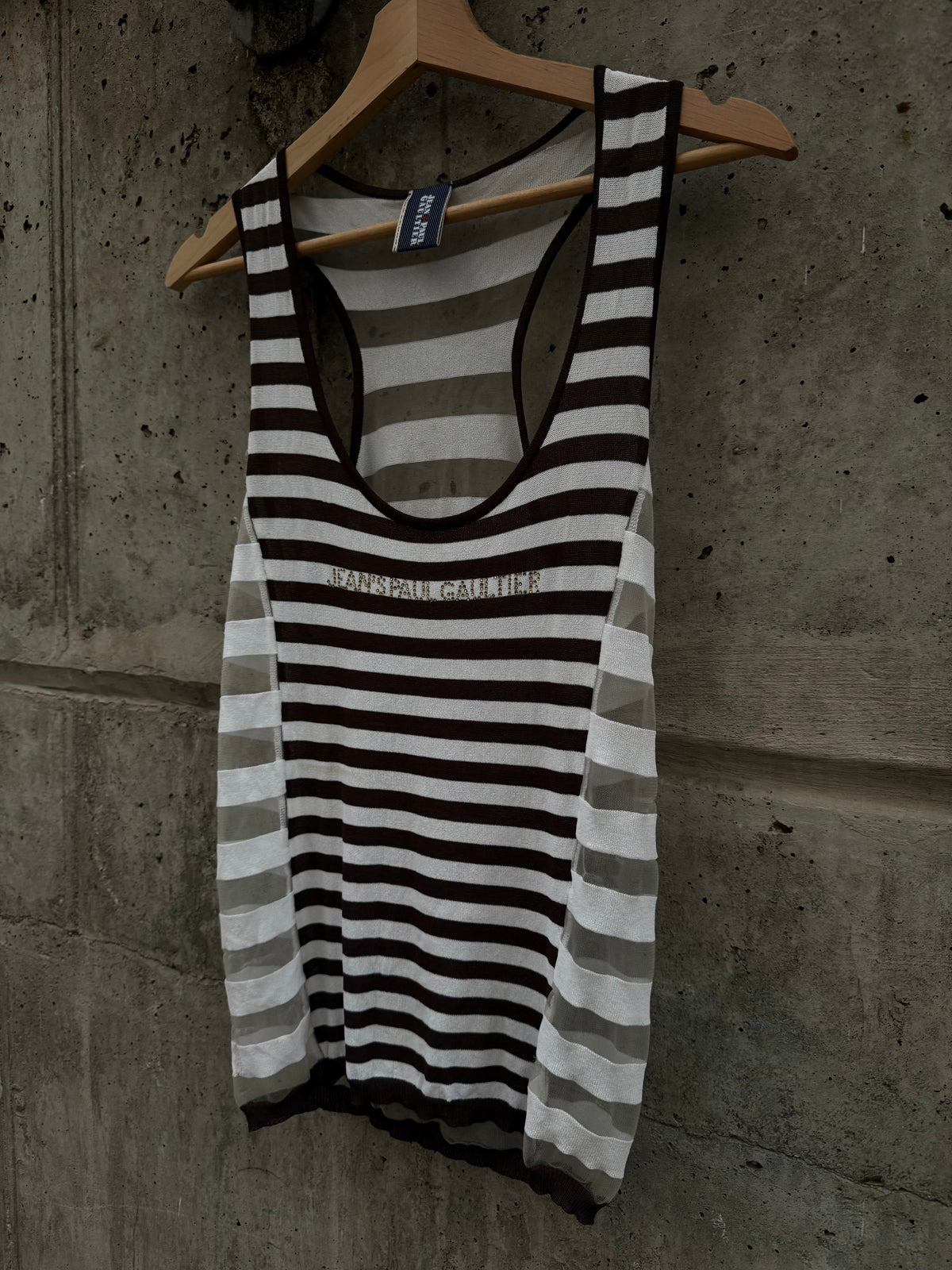 Jean Paul Gaultier Striped Sailor Mesh Tank Top (38)