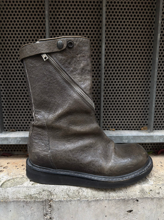 AW10 Rick Owens Spiral Zip Creeper Leather Boots (38)