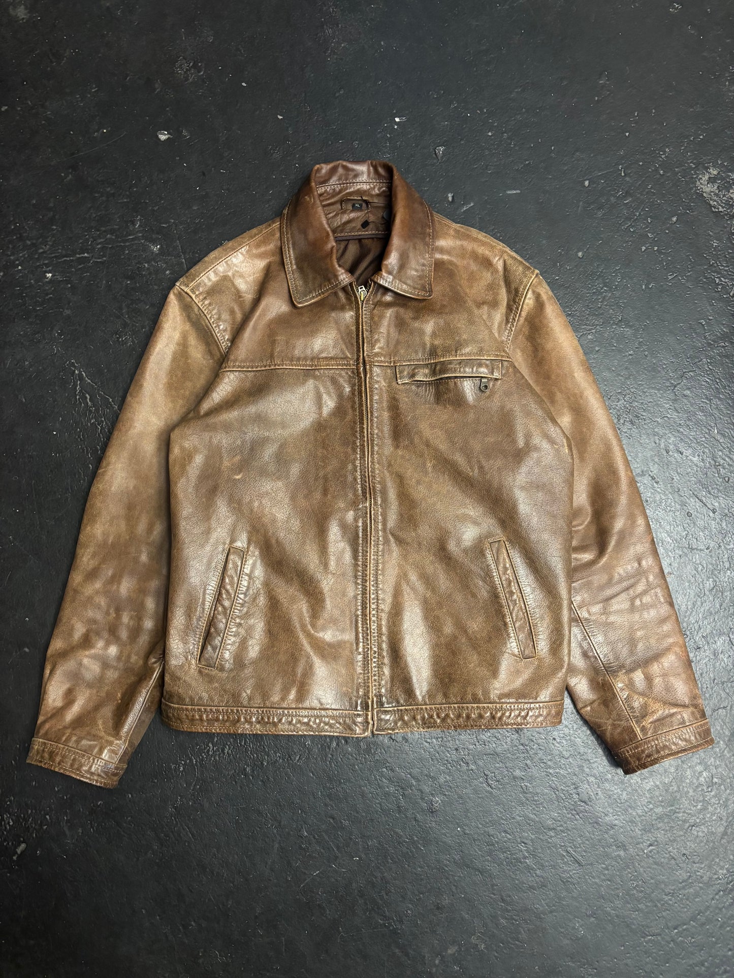 Brown Leather Jacket (L)