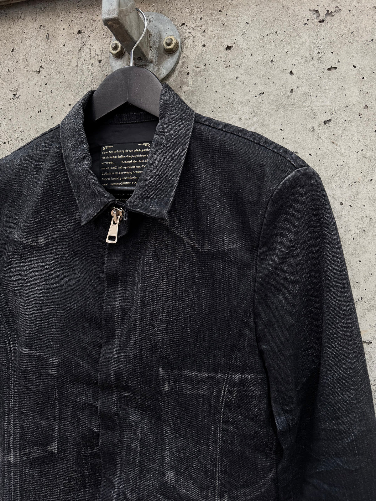 SS/08 Kiminori Morishita Heavy-Faded Black Raw Denim Zip Jacket (S)