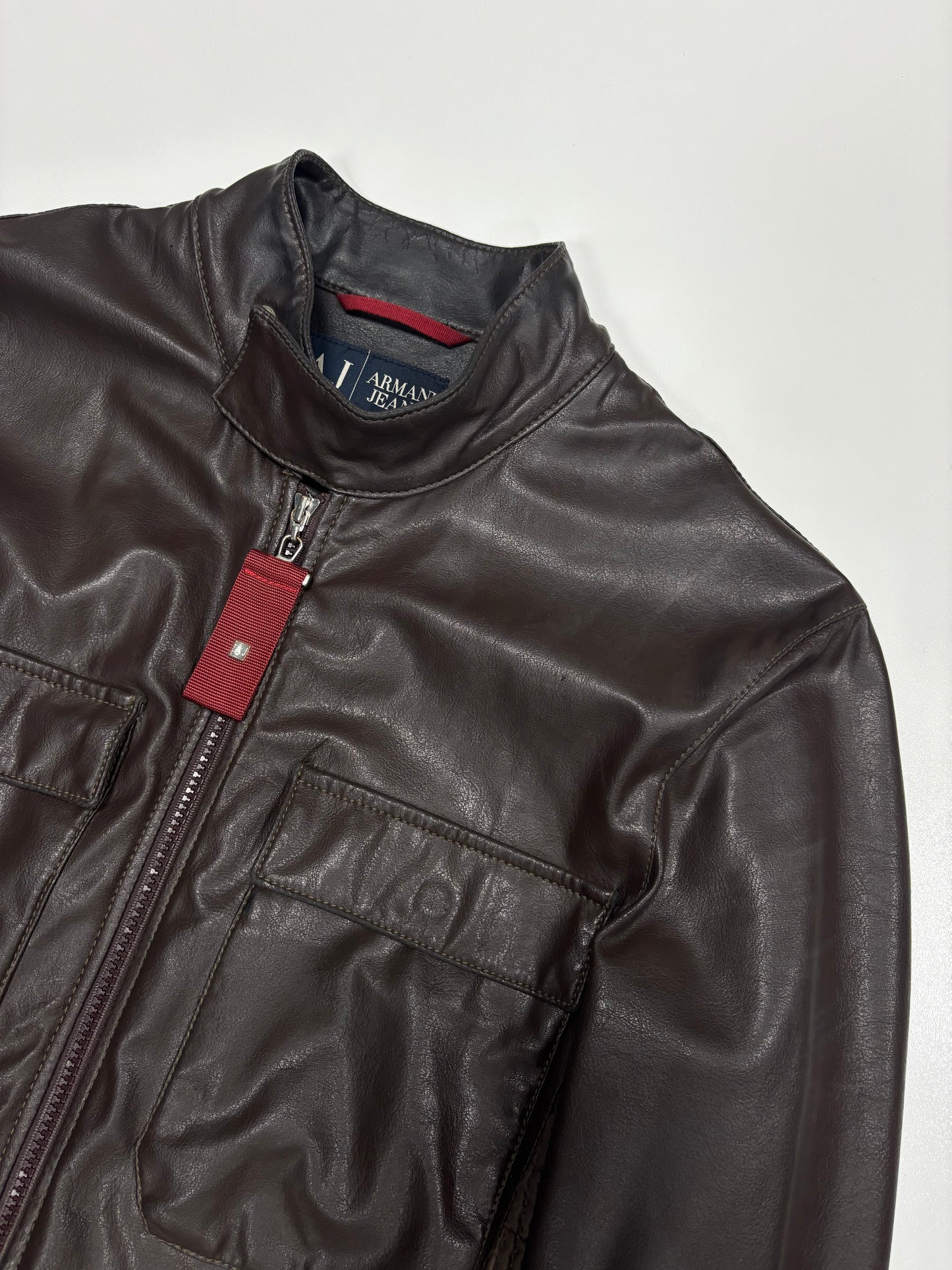Armani Jeans Biker Leather Jacket (M)