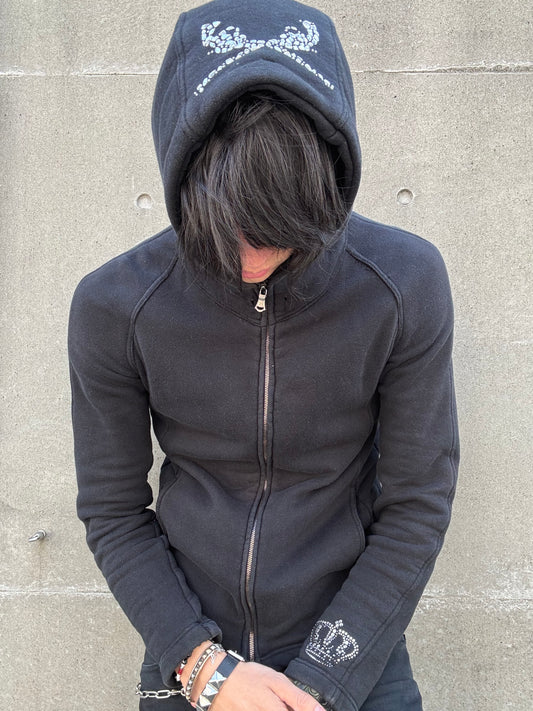 Roar Gun Swarovski Studded Raglan Zip Hoodie (L)