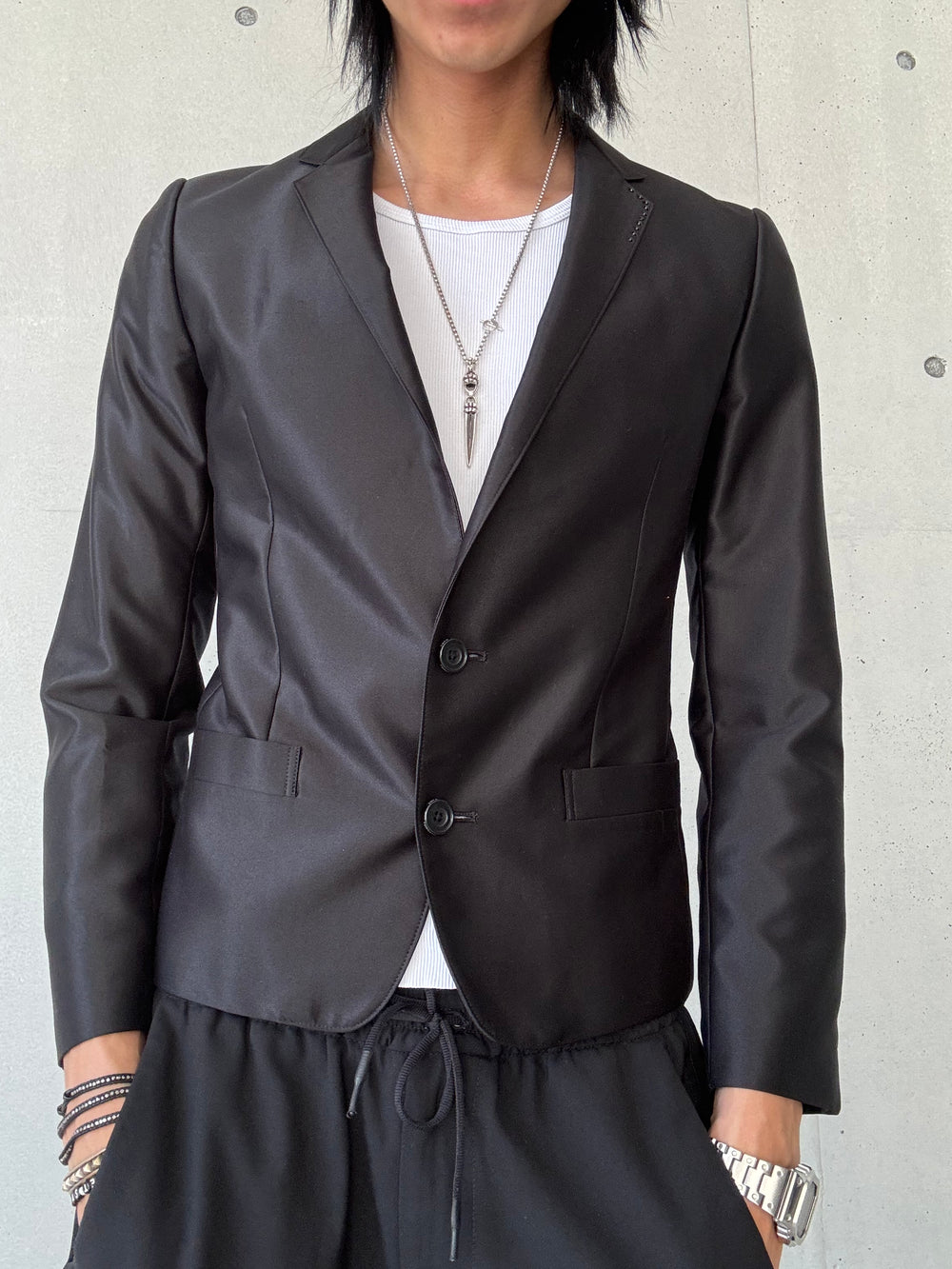 Tornado Mart Shiny Black Rhinestone Blazer (L)