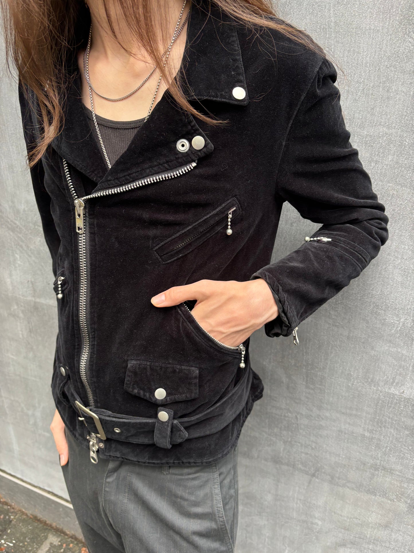 AW/2007 Junya Watanabe Velvet Perfecto Biker Jacket (S)
