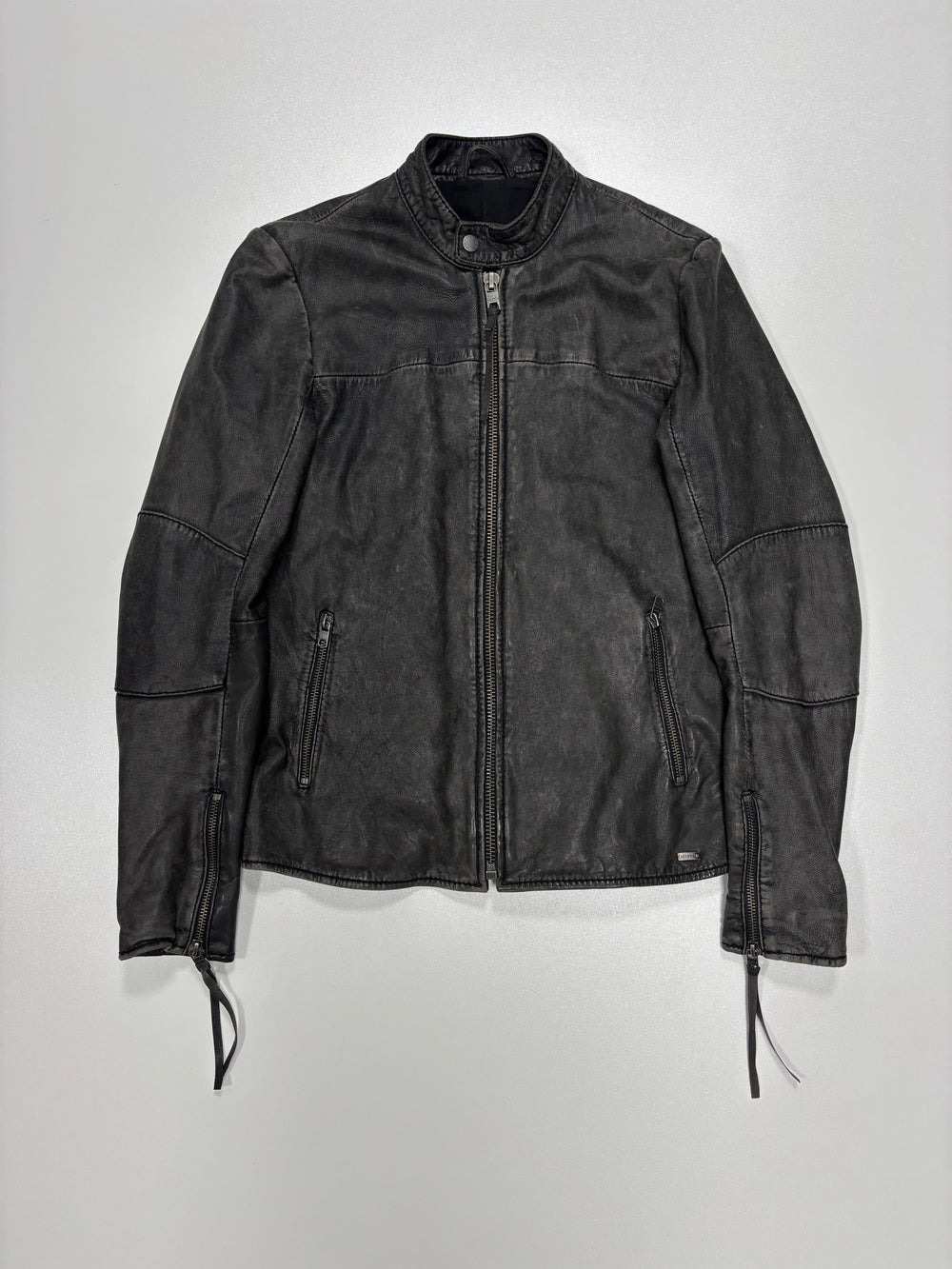 Tigha Faded Tight Fit Leather Jacket (S)