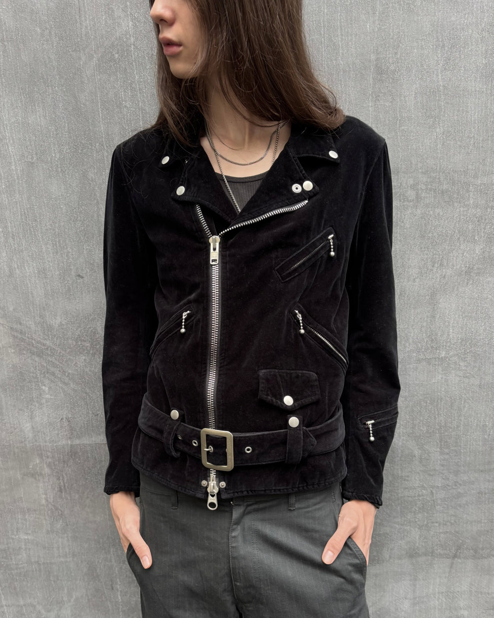 AW/2007 Junya Watanabe Velvet Perfecto Biker Jacket (S)